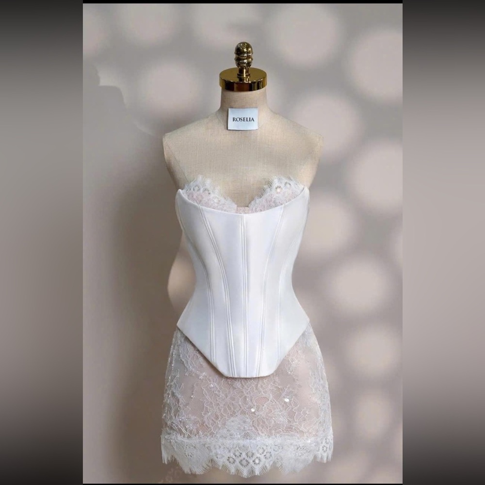 White Lace Bustier Dress